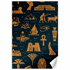 Dark Seamless Pattern Symbols Landmarks Signs Egypt Art Canvas 12  X 18  by Hannah976