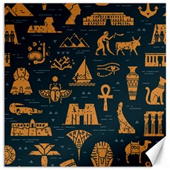 Dark Seamless Pattern Symbols Landmarks Signs Egypt Art Canvas 20  X 20  by Hannah976