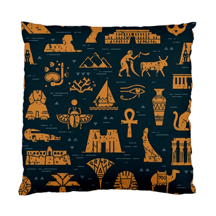 Dark Seamless Pattern Symbols Landmarks Signs Egypt Art Standard Cushion Case (One Side)