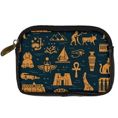 Dark Seamless Pattern Symbols Landmarks Signs Egypt Art Digital Camera Leather Case by Hannah976