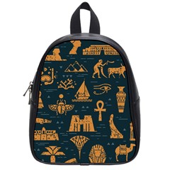 Dark Seamless Pattern Symbols Landmarks Signs Egypt Art School Bag (small) by Hannah976