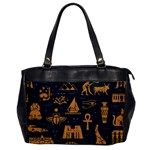 Dark Seamless Pattern Symbols Landmarks Signs Egypt Art Oversize Office Handbag Front