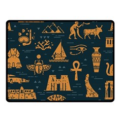 Dark Seamless Pattern Symbols Landmarks Signs Egypt Art Fleece Blanket (small) by Hannah976