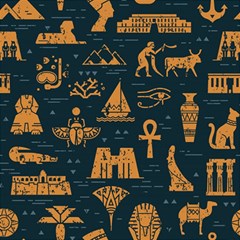 Dark Seamless Pattern Symbols Landmarks Signs Egypt Art Play Mat (rectangle) by Hannah976