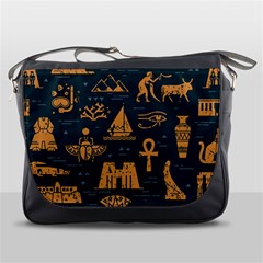 Dark Seamless Pattern Symbols Landmarks Signs Egypt Art Messenger Bag by Hannah976