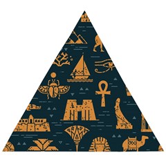 Dark Seamless Pattern Symbols Landmarks Signs Egypt Art Wooden Puzzle Triangle by Hannah976