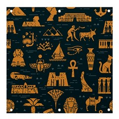 Dark Seamless Pattern Symbols Landmarks Signs Egypt Art Banner And Sign 4  X 4  by Hannah976