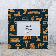 Dark Seamless Pattern Symbols Landmarks Signs Egypt Art White Box Photo Frame 4  X 6  by Hannah976