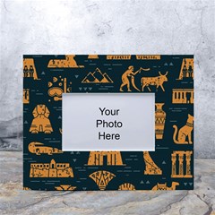 Dark Seamless Pattern Symbols Landmarks Signs Egypt Art White Tabletop Photo Frame 4 x6  by Hannah976