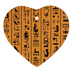 Egyptian Hieroglyphs Ancient Egypt Letters Papyrus Background Vector Old Egyptian Hieroglyph Writing Heart Ornament (two Sides) by Hannah976