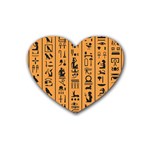 Egyptian Hieroglyphs Ancient Egypt Letters Papyrus Background Vector Old Egyptian Hieroglyph Writing Rubber Heart Coaster (4 pack) Front