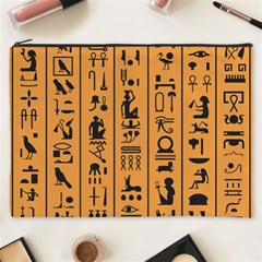 Egyptian Hieroglyphs Ancient Egypt Letters Papyrus Background Vector Old Egyptian Hieroglyph Writing Cosmetic Bag (xxxl) by Hannah976