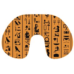 Egyptian Hieroglyphs Ancient Egypt Letters Papyrus Background Vector Old Egyptian Hieroglyph Writing Travel Neck Pillow by Hannah976