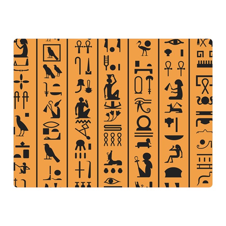 Egyptian Hieroglyphs Ancient Egypt Letters Papyrus Background Vector Old Egyptian Hieroglyph Writing Two Sides Premium Plush Fleece Blanket (Mini)