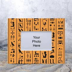 Egyptian Hieroglyphs Ancient Egypt Letters Papyrus Background Vector Old Egyptian Hieroglyph Writing White Tabletop Photo Frame 4 x6  by Hannah976