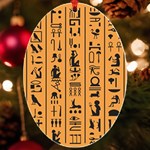 Egyptian Hieroglyphs Ancient Egypt Letters Papyrus Background Vector Old Egyptian Hieroglyph Writing UV Print Acrylic Ornament Oval Front