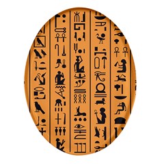 Egyptian Hieroglyphs Ancient Egypt Letters Papyrus Background Vector Old Egyptian Hieroglyph Writing Oval Glass Fridge Magnet (4 Pack) by Hannah976