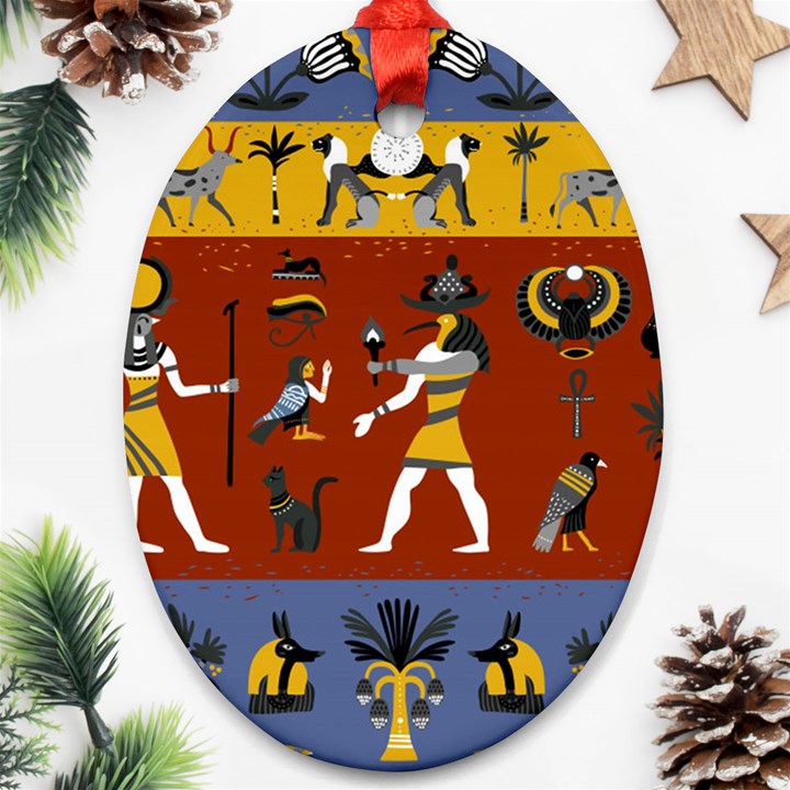 Ancient Egyptian Religion Seamless Pattern Ornament (Oval)