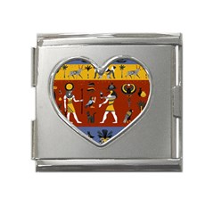 Ancient Egyptian Religion Seamless Pattern Mega Link Heart Italian Charm (18mm) by Hannah976