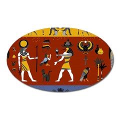 Ancient Egyptian Religion Seamless Pattern Oval Magnet by Hannah976