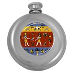 Ancient Egyptian Religion Seamless Pattern Round Hip Flask (5 oz) Front