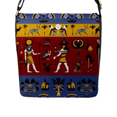 Ancient Egyptian Religion Seamless Pattern Flap Closure Messenger Bag (l)