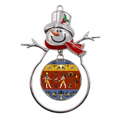 Ancient Egyptian Religion Seamless Pattern Metal Snowman Ornament by Hannah976