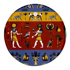 Ancient Egyptian Religion Seamless Pattern Round Glass Fridge Magnet (4 Pack) by Hannah976