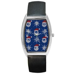 Santa Clauses Wallpaper Barrel Style Metal Watch by artworkshop