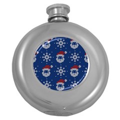 Santa Clauses Wallpaper Round Hip Flask (5 Oz) by artworkshop