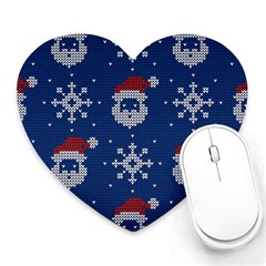 Santa Clauses Wallpaper Heart Mousepad by artworkshop