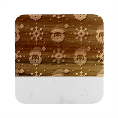 Santa Clauses Wallpaper Marble Wood Coaster (square) by artworkshop