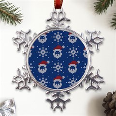 Santa Clauses Wallpaper Metal Large Snowflake Ornament by artworkshop