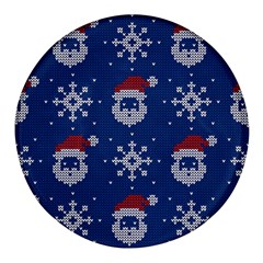 Santa Clauses Wallpaper Round Glass Fridge Magnet (4 Pack) by artworkshop