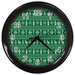 Wallpaper Ugly Sweater Backgrounds Christmas Wall Clock (Black) Front