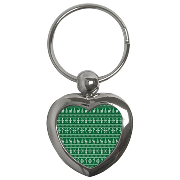 Wallpaper Ugly Sweater Backgrounds Christmas Key Chain (Heart)