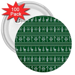 Wallpaper Ugly Sweater Backgrounds Christmas 3  Buttons (100 Pack)  by artworkshop