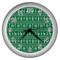 Wallpaper Ugly Sweater Backgrounds Christmas Wall Clock (silver) by artworkshop