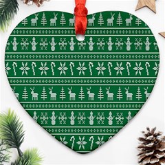 Wallpaper Ugly Sweater Backgrounds Christmas Heart Ornament (two Sides) by artworkshop