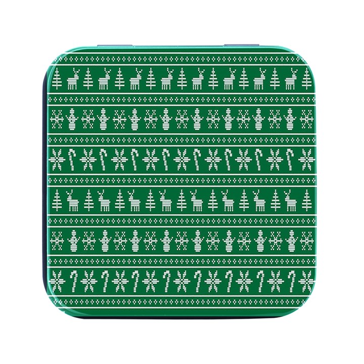 Wallpaper Ugly Sweater Backgrounds Christmas Square Metal Box (Black)