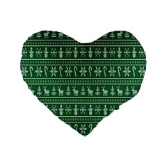 Wallpaper Ugly Sweater Backgrounds Christmas Standard 16  Premium Flano Heart Shape Cushions by artworkshop