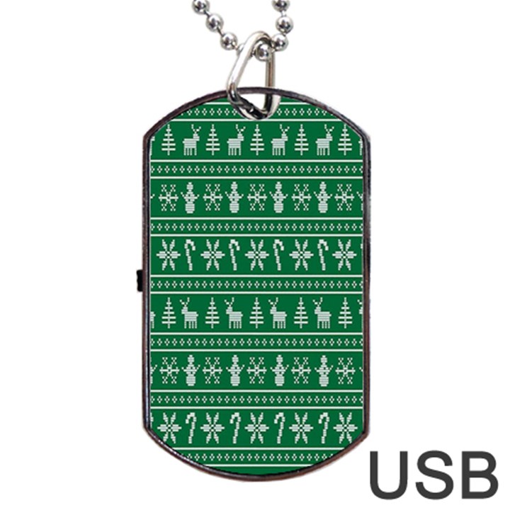 Wallpaper Ugly Sweater Backgrounds Christmas Dog Tag USB Flash (One Side)