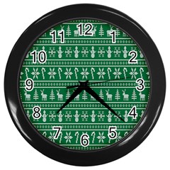 Wallpaper Ugly Sweater Backgrounds Christmas Wall Clock (black)