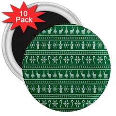 Wallpaper Ugly Sweater Backgrounds Christmas 3  Magnets (10 Pack)  by artworkshop