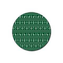 Wallpaper Ugly Sweater Backgrounds Christmas Rubber Round Coaster (4 Pack) by artworkshop