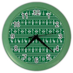 Wallpaper Ugly Sweater Backgrounds Christmas Color Wall Clock by artworkshop