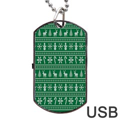 Wallpaper Ugly Sweater Backgrounds Christmas Dog Tag Usb Flash (one Side) by artworkshop