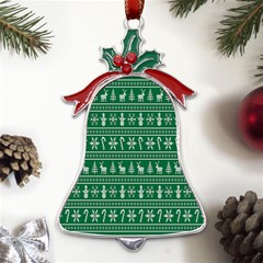 Wallpaper Ugly Sweater Backgrounds Christmas Metal Holly Leaf Bell Ornament by artworkshop