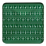 Wallpaper Ugly Sweater Backgrounds Christmas Square Glass Fridge Magnet (4 pack) Front