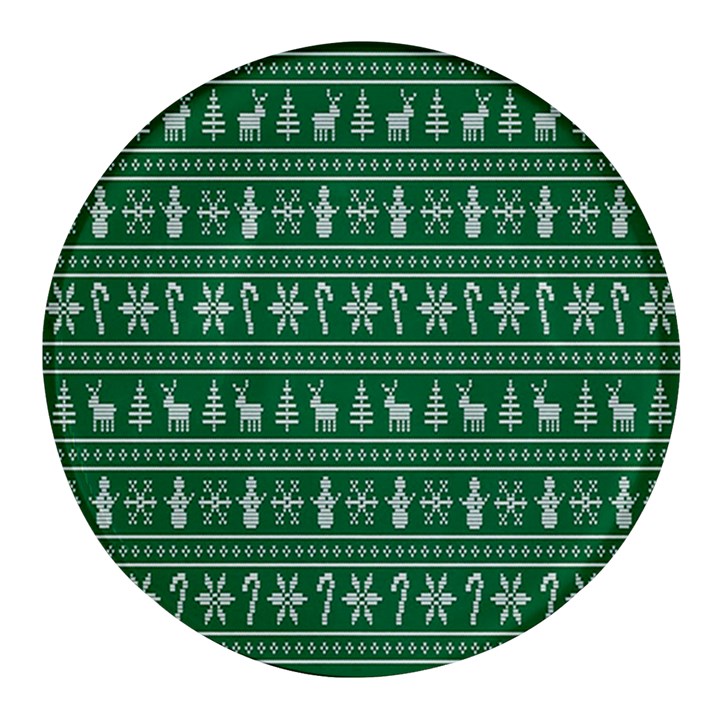 Wallpaper Ugly Sweater Backgrounds Christmas Round Glass Fridge Magnet (4 pack)